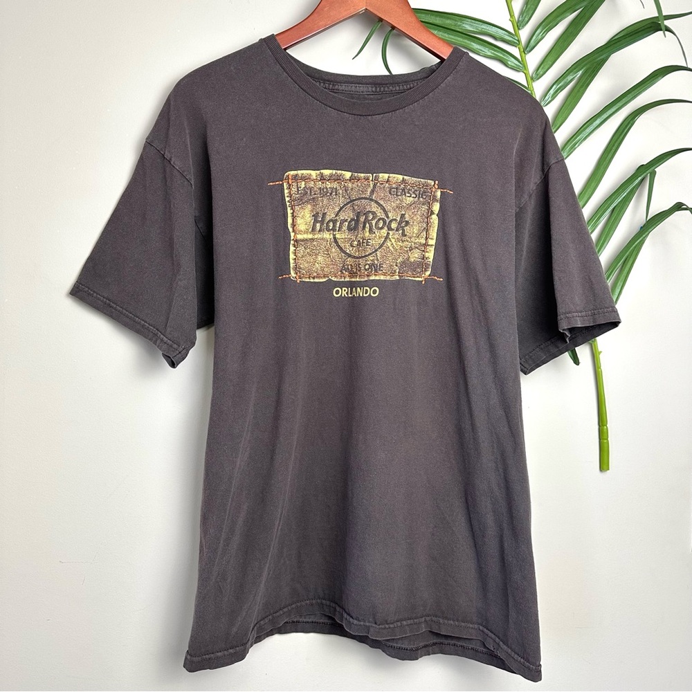 Hard Rock Cafe Chocolate Brown Graphic Tee 100% Cotton